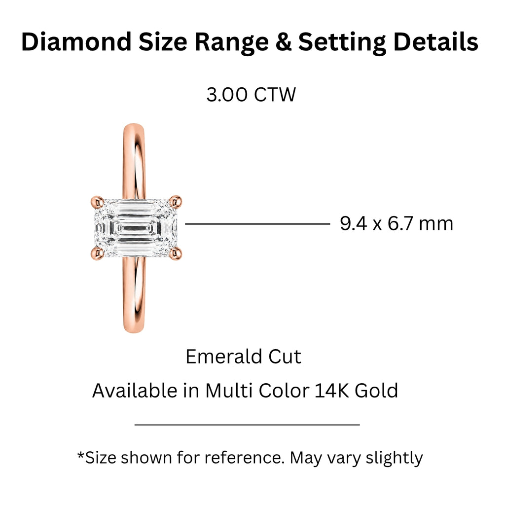 Venturant 1.00-6.00 Carat T.W. IGI certified Emerald-cut Lab Grown Diamond (D/VS+) 14K Gold Solitaire Ring