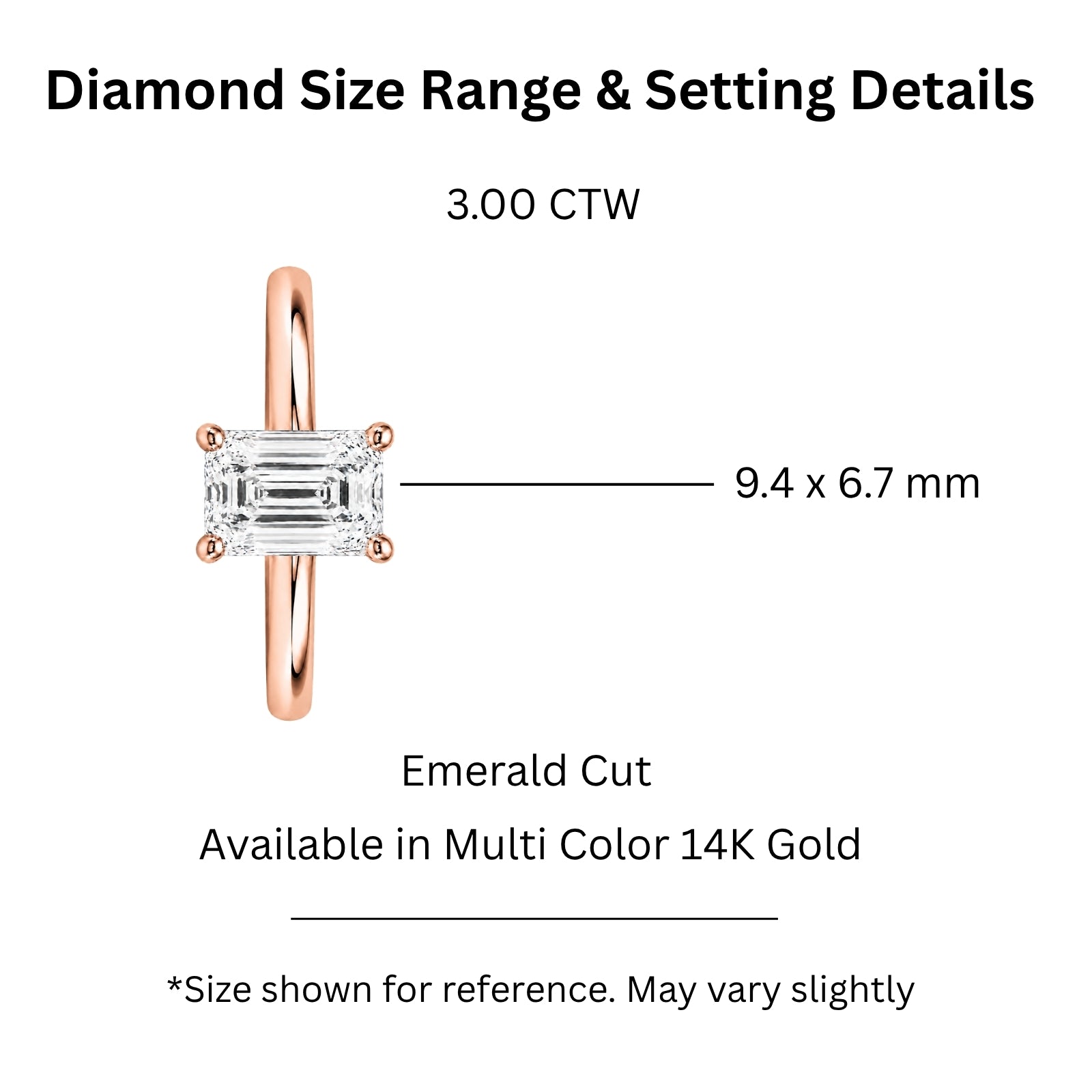 Venturant 1.00-6.00 Carat T.W. IGI certified Emerald-cut Lab Grown Diamond (D/VS+) 14K Gold Solitaire Ring