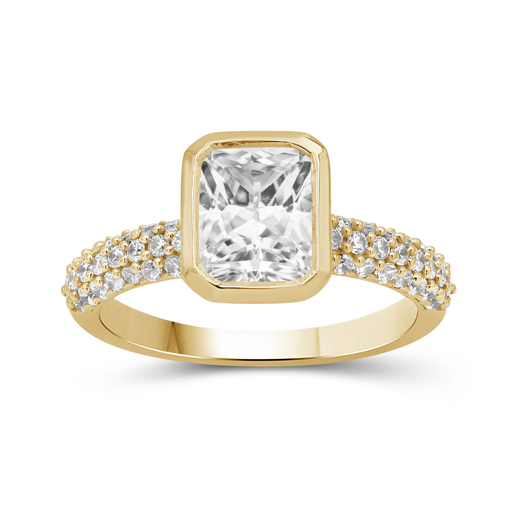 Venturant 2.00 Carat T.W. Emerald and Round-cut Lab Grown Diamond (F/VS+) 14K Gold Solitaire Band Ring