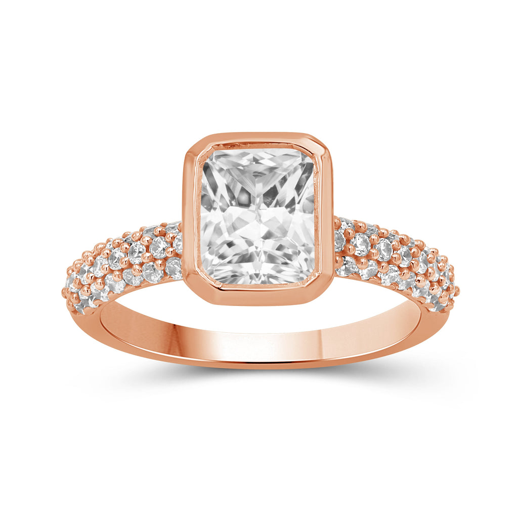 Venturant 2.00 Carat T.W. Emerald and Round-cut Lab Grown Diamond (F/VS+) 14K Gold Solitaire Band Ring