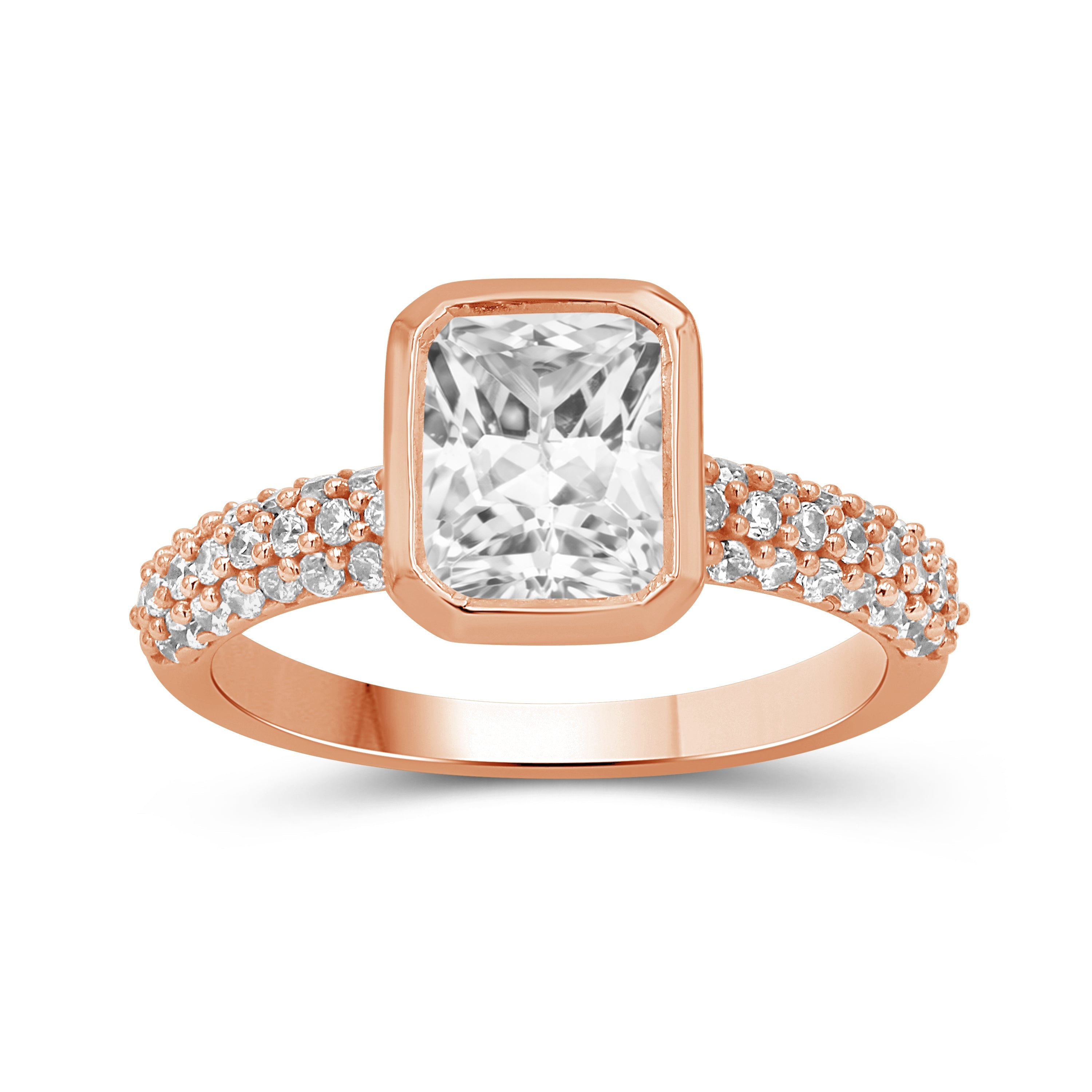 Venturant 2.00 Carat T.W. Emerald and Round-cut Lab Grown Diamond (F/VS+) 14K Gold Solitaire Band Ring