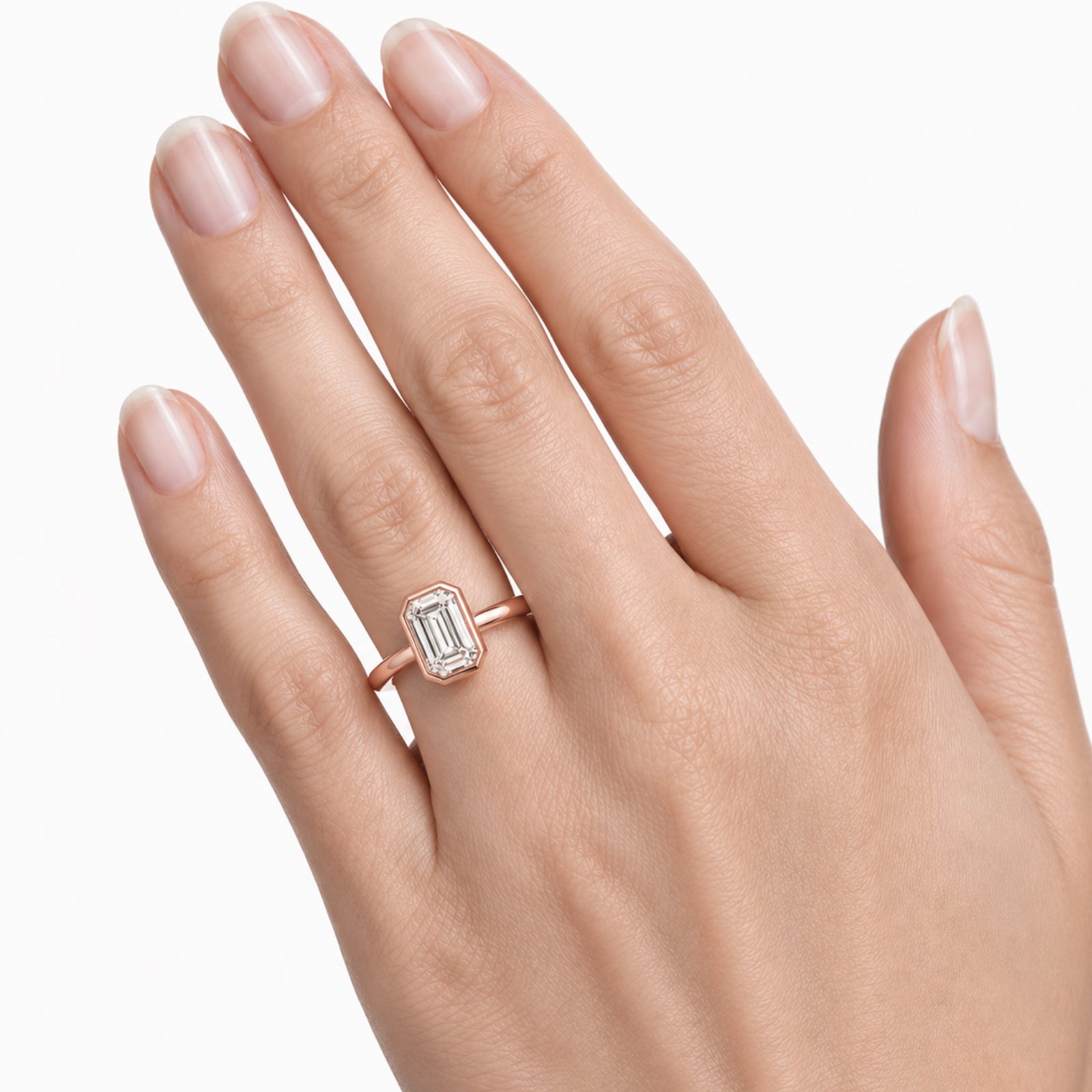 Venturant 1.00-6.00 Carat T.W. IGI certified Emerald-cut Lab Grown Diamond (D/VS+) 14K Gold Bezel Set Ring