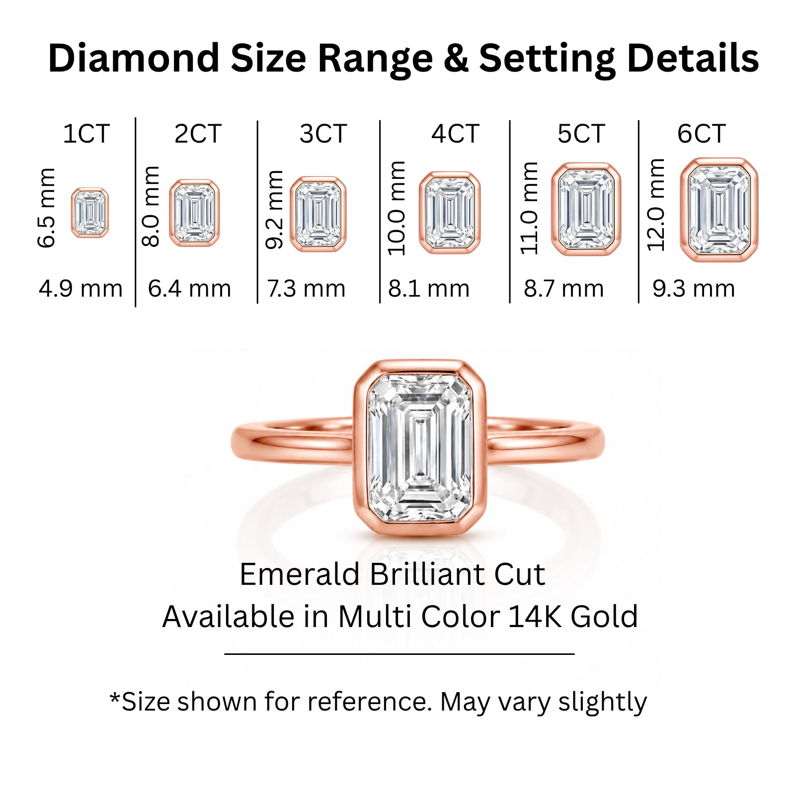 Venturant 1.00-6.00 Carat T.W. IGI certified Emerald-cut Lab Grown Diamond (D/VS+) 14K Gold Bezel Set Ring