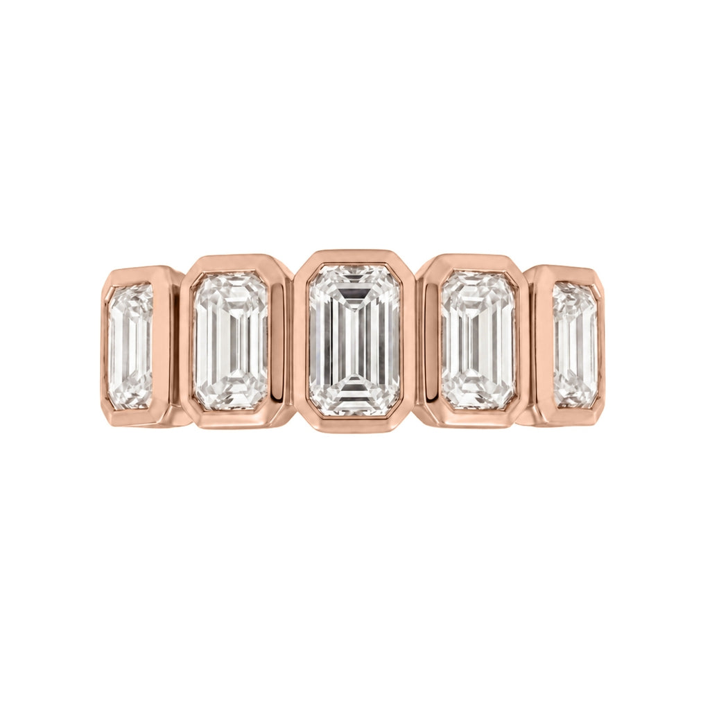 Venturant 3.00 Carat T.W. Emerald-cut Lab Grown Diamond (F/VS+) 14K Gold Bezel Set 5 Stone Band Ring