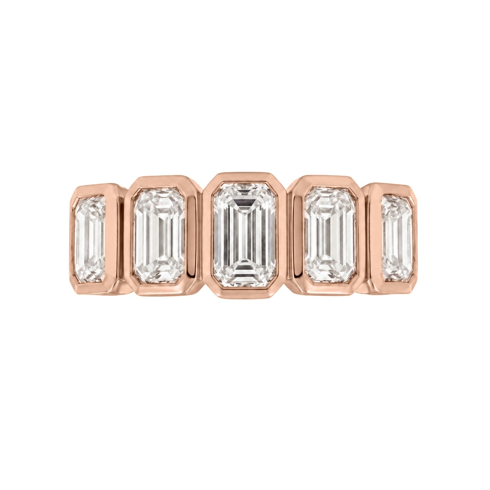 Venturant 3.00 Carat T.W. Emerald-cut Lab Grown Diamond (F/VS+) 14K Gold Bezel Set 5 Stone Band Ring