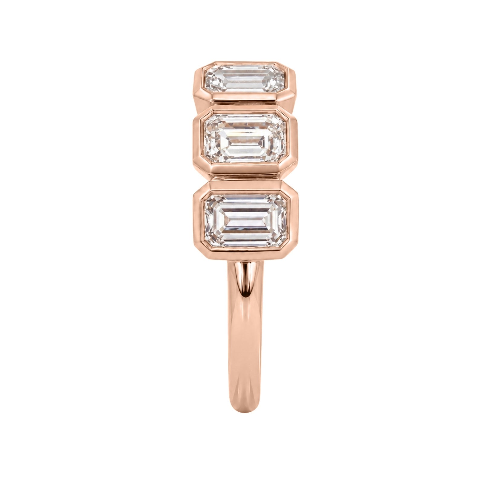 Venturant 3.00 Carat T.W. Emerald-cut Lab Grown Diamond (F/VS+) 14K Gold Bezel Set 5 Stone Band Ring