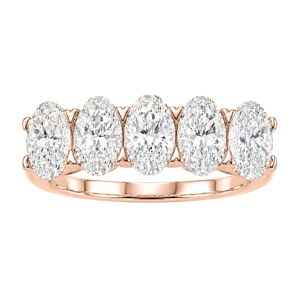 Venturant 2.00-3.00 Carat T.W. Oval-cut Lab Grown Diamond (F/VS+) 14K Gold 5 Stone Band Ring
