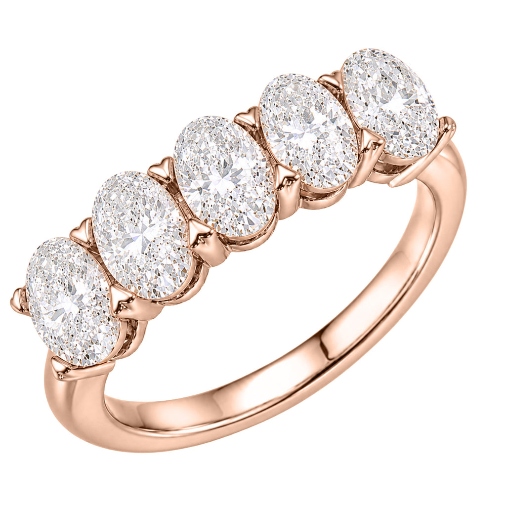 Venturant 2.00-3.00 Carat T.W. Oval-cut Lab Grown Diamond (F/VS+) 14K Gold 5 Stone Band Ring