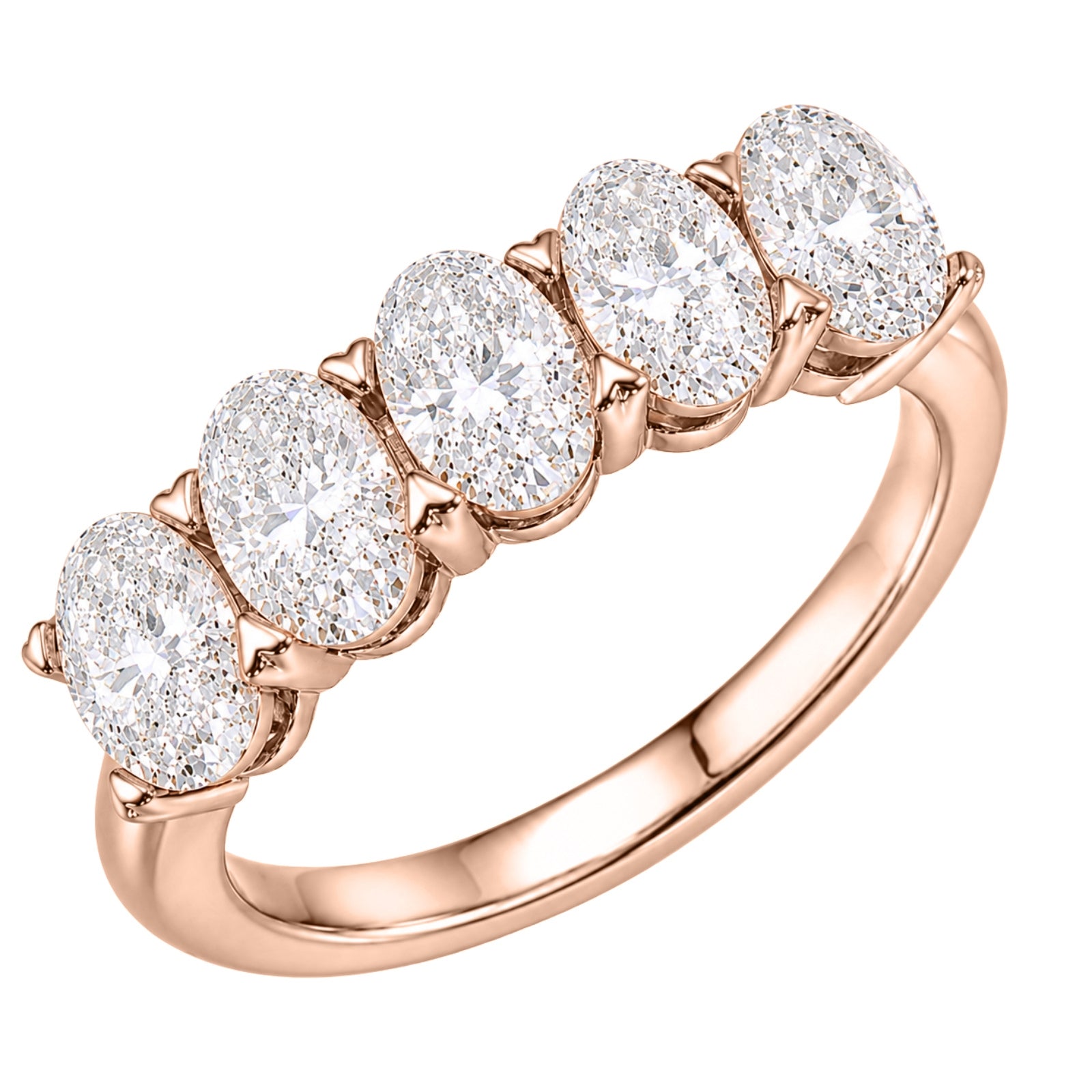 Venturant 2.00-3.00 Carat T.W. Oval-cut Lab Grown Diamond (F/VS+) 14K Gold 5 Stone Band Ring
