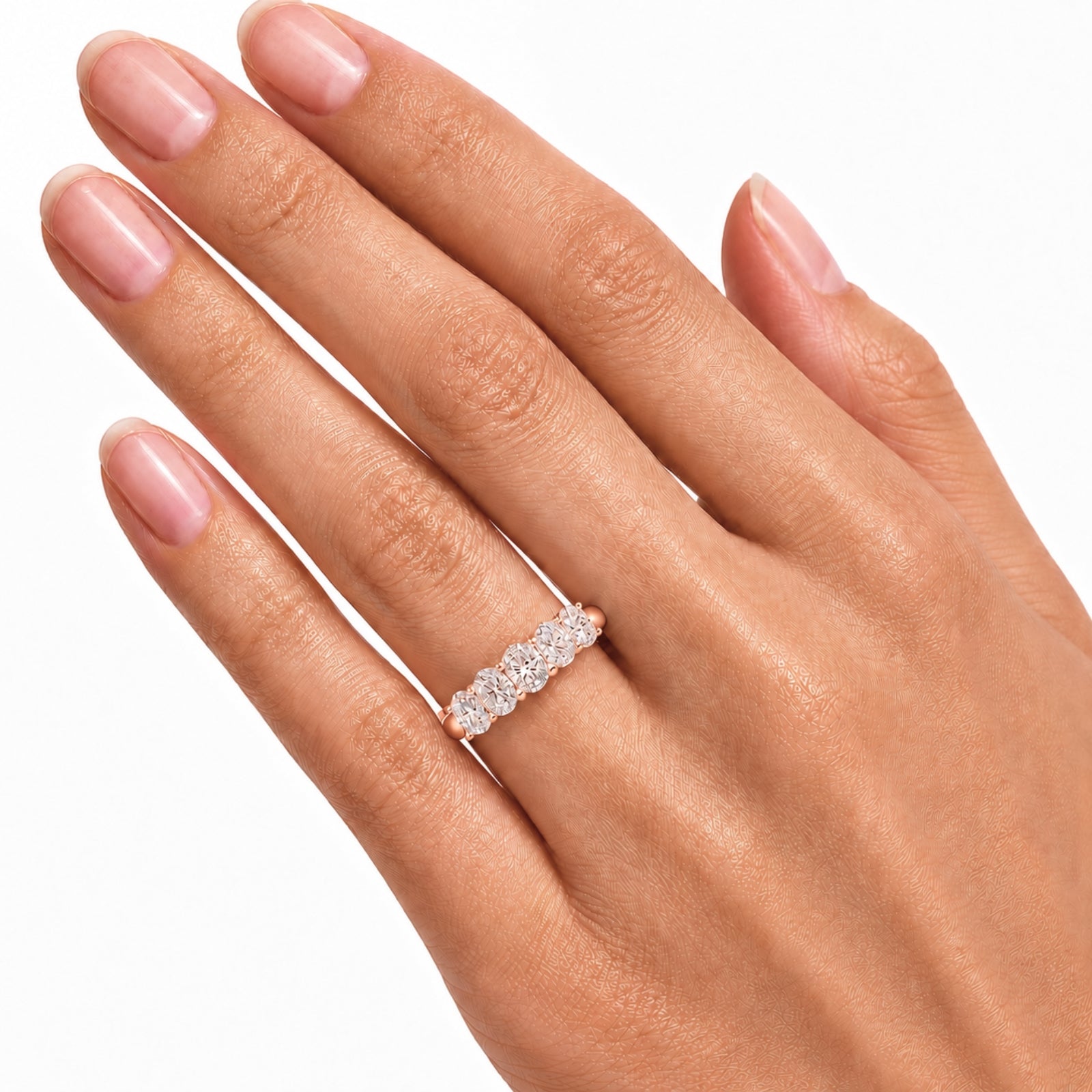 Venturant 2.00-3.00 Carat T.W. Oval-cut Lab Grown Diamond (F/VS+) 14K Gold 5 Stone Band Ring