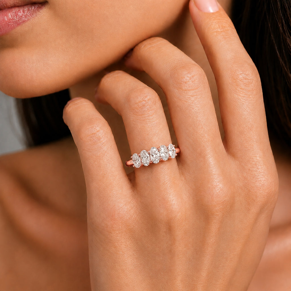 Venturant 2.00-3.00 Carat T.W. Oval-cut Lab Grown Diamond (F/VS+) 14K Gold 5 Stone Band Ring