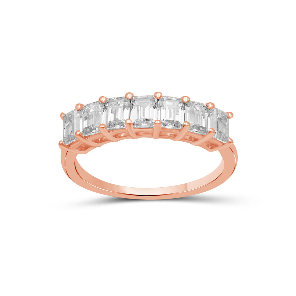 Venturant 2.00 - 5.00 Carat T.W. Emerald-cut Lab Grown Diamond (F/VS+) 14K Gold 7 Stone Band Ring