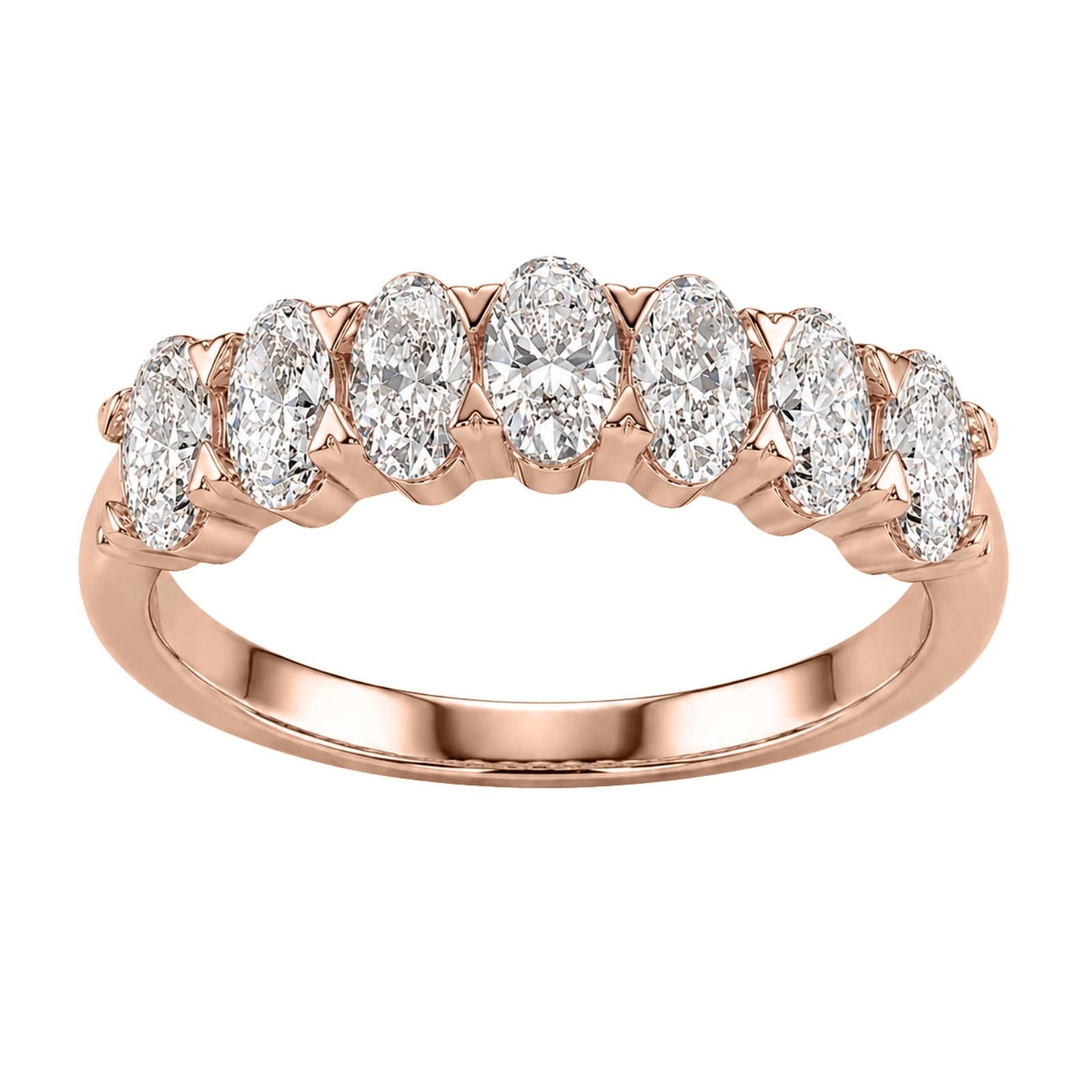 Venturant 2.00 -3.00 Carat T.W. Oval-cut Lab Grown Diamond (F/VS+) 14K Gold 7 Stone Band Ring