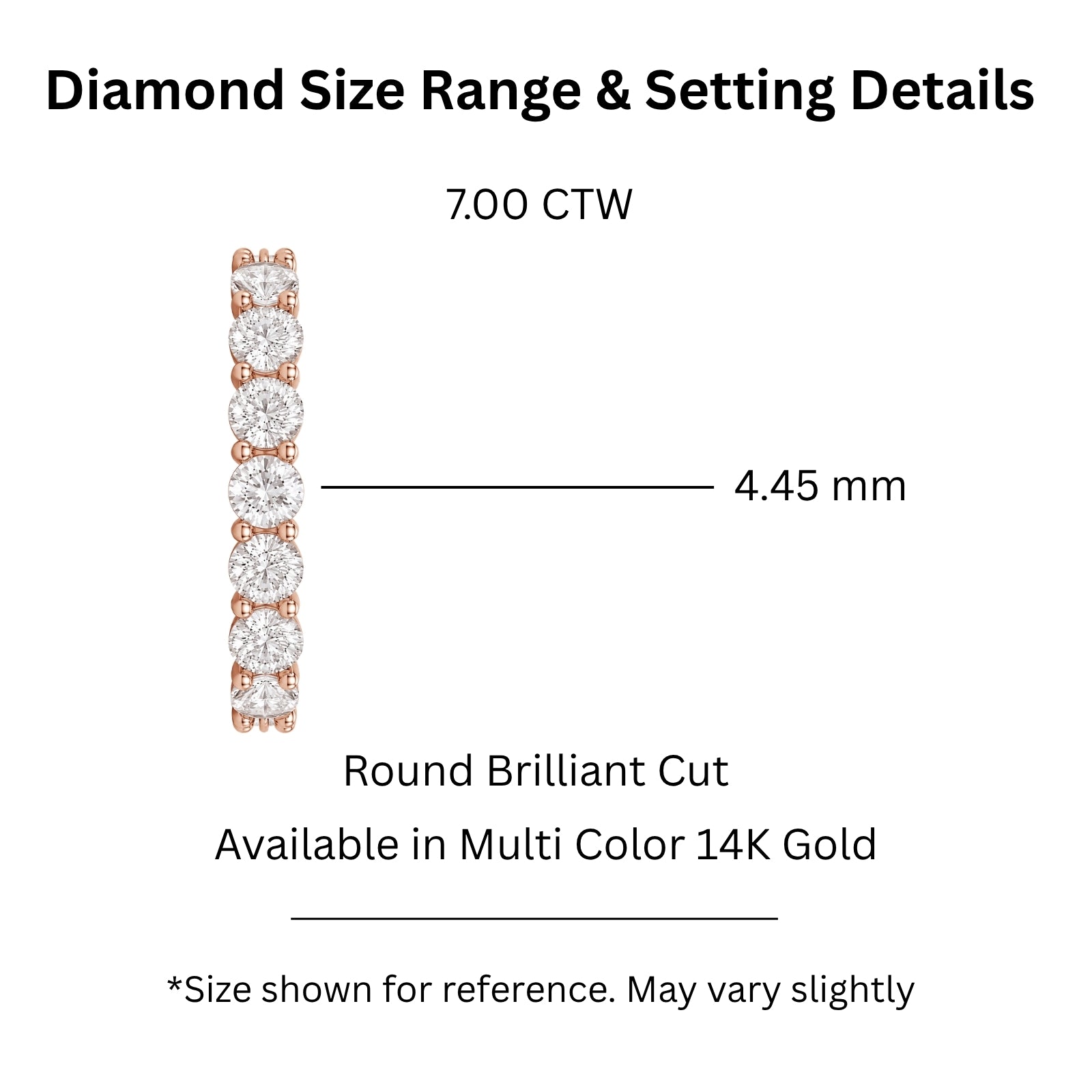 Venturant 3.00 - 7.00  Carat T.W. Round-cut Lab Grown Diamond (F/VS+) 14K Gold Eternity Band Ring
