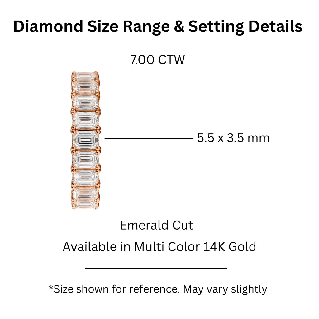 Venturant 5.00 - 7.00 Carat T.W. Emerald-cut Lab Grown Diamond (F/VS+) 14K Gold Eternity Band Ring