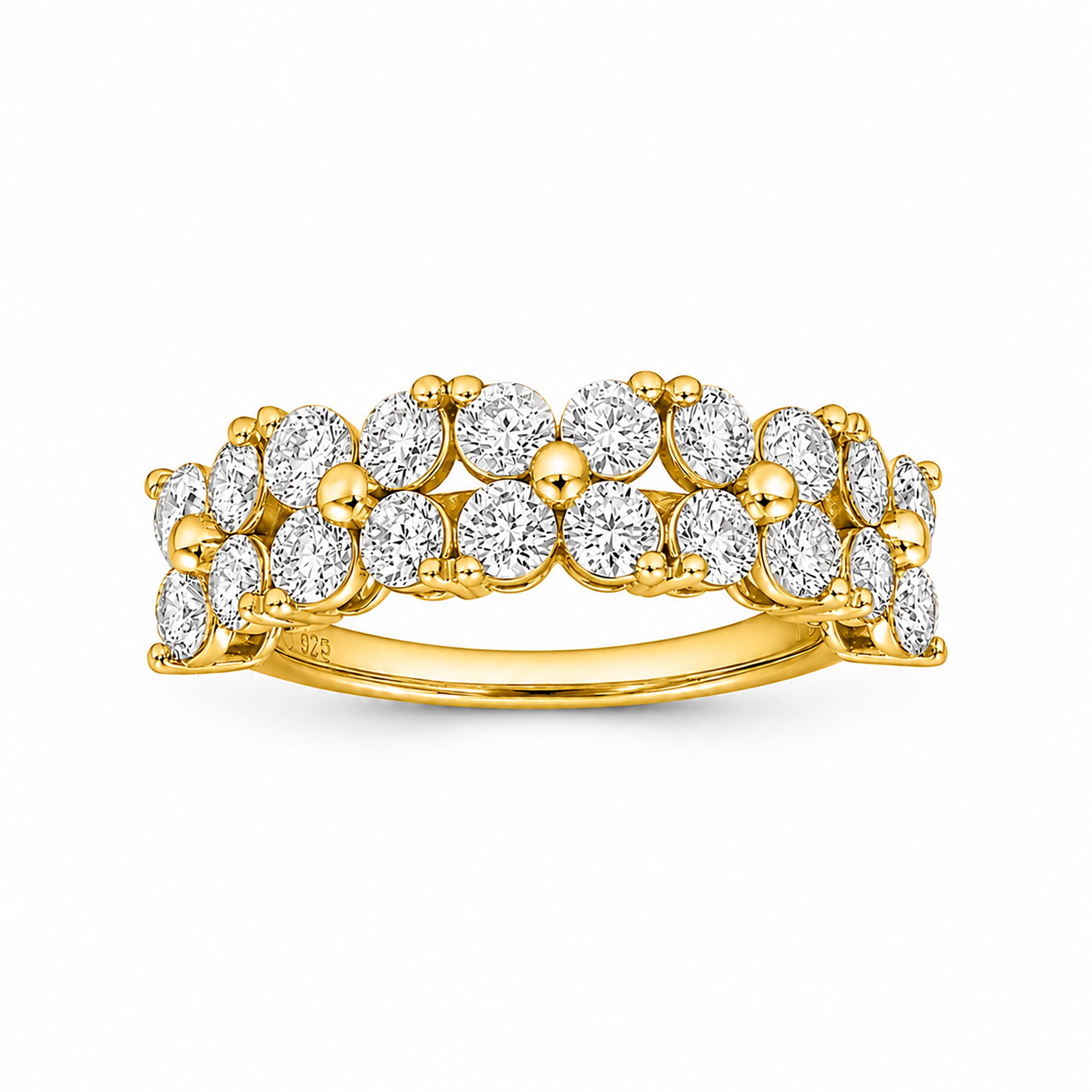 Venturant Lab Grown Diamond (F/VS+) 2.00 carat Round cut Sterling Silver Ring - Sterling Silver | Gold over Silver