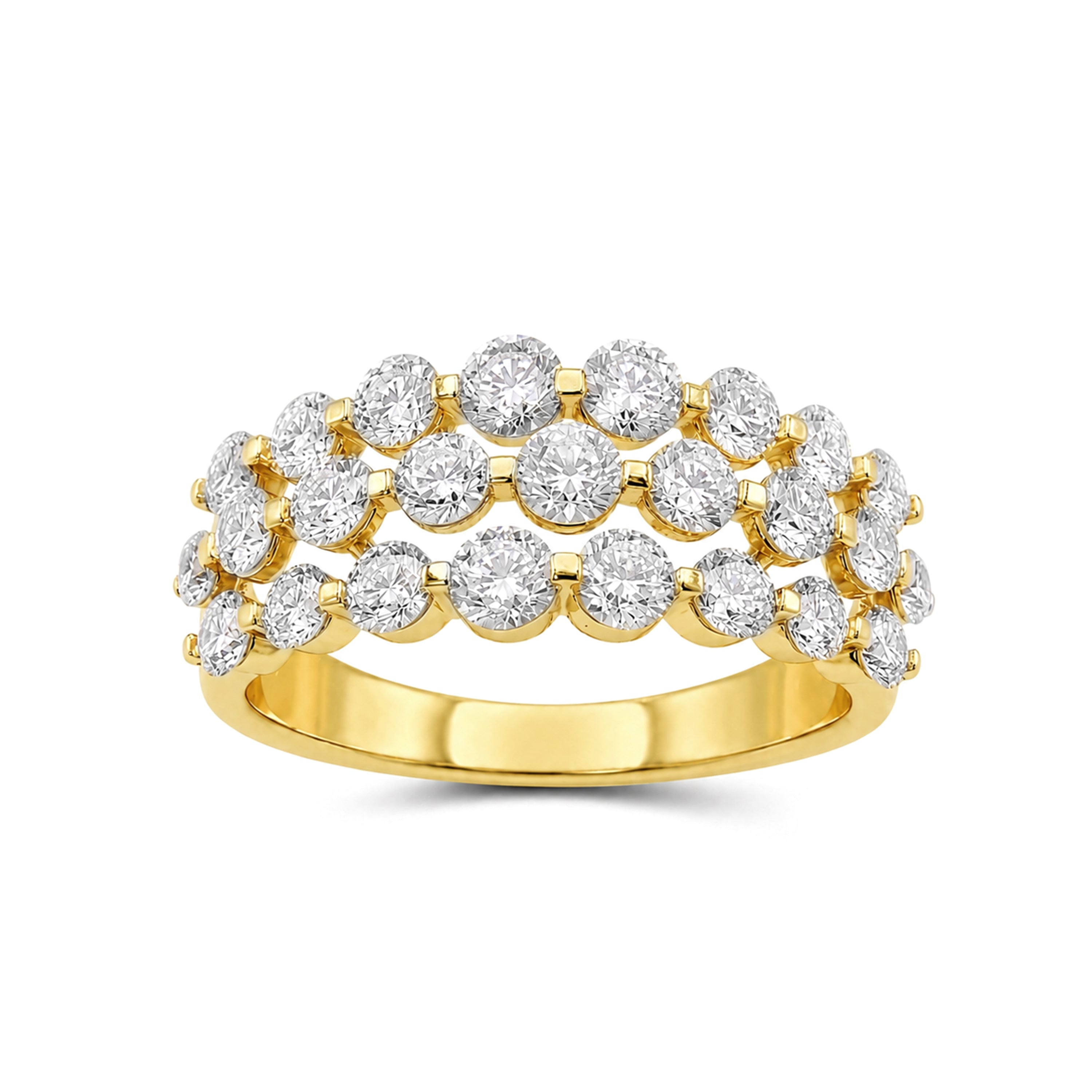 Venturant Lab Grown Diamond (F/VS+) 2.00 carat Round cut Sterling Silver Ring - Sterling Silver | Gold over Silver