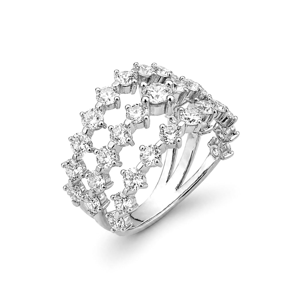 Venturant Lab Grown Diamond (F/VS+) 3.00 carat Round cut Sterling Silver Ring - Sterling Silver | Gold over Silver