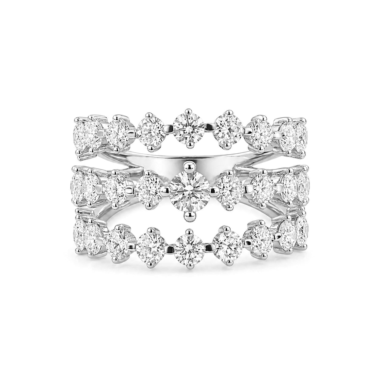 Venturant Lab Grown Diamond (F/VS+) 3.00 carat Round cut Sterling Silver Ring - Sterling Silver | Gold over Silver