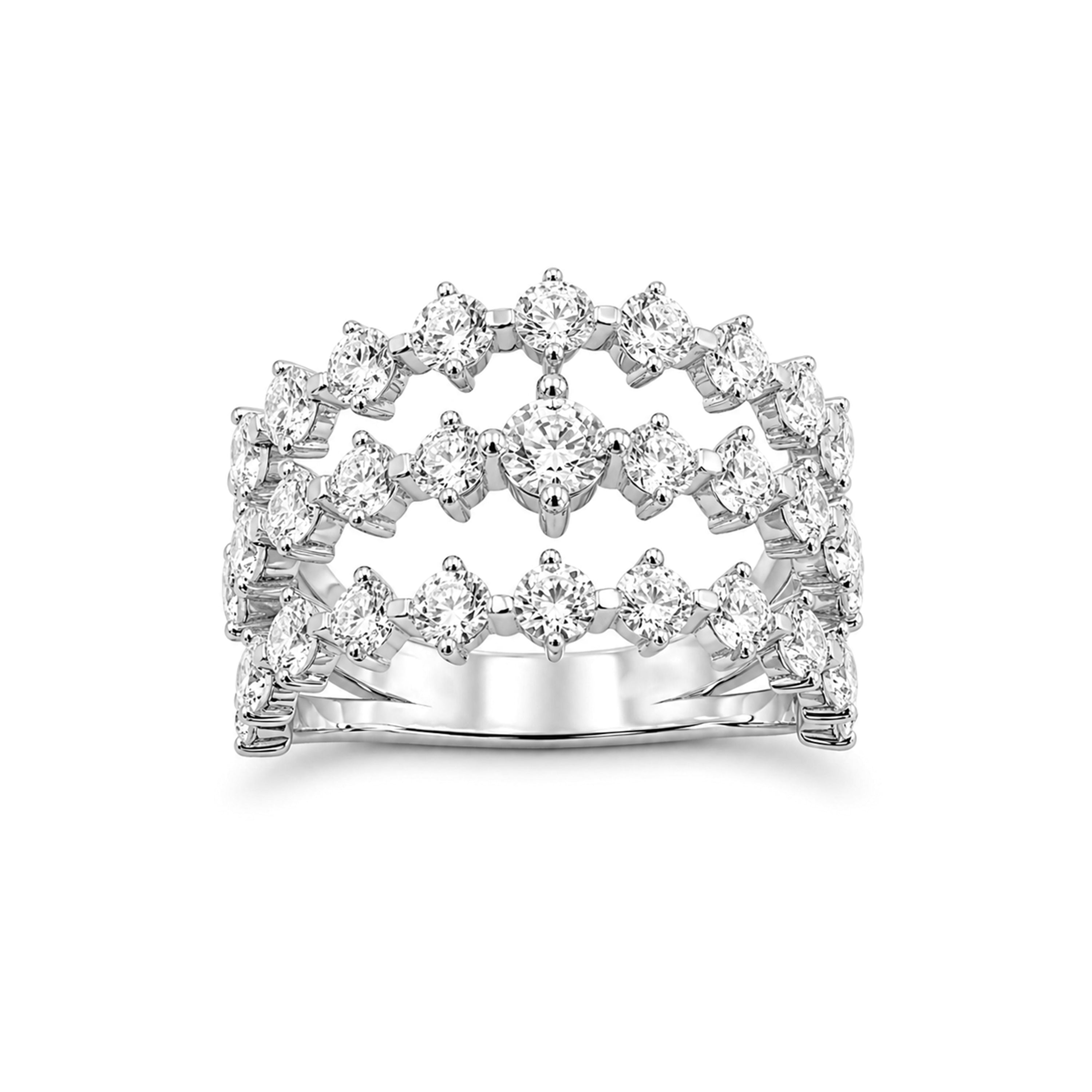 Venturant Lab Grown Diamond (F/VS+) 3.00 carat Round cut Sterling Silver Ring - Sterling Silver | Gold over Silver