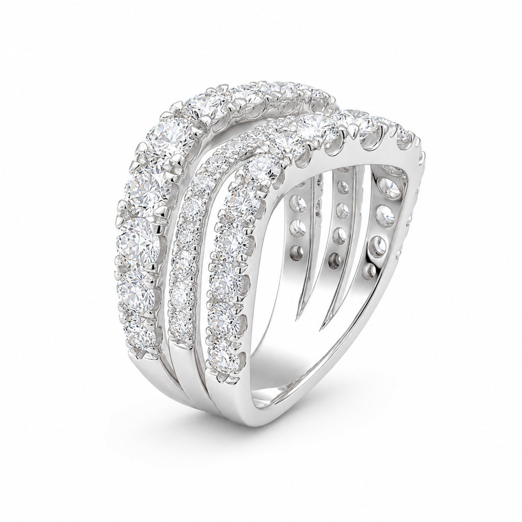 Venturant Lab Grown Diamond (F/VS+) 3.00 carat Round cut Sterling Silver Statement Ring - Sterling Silver | Gold over Silver