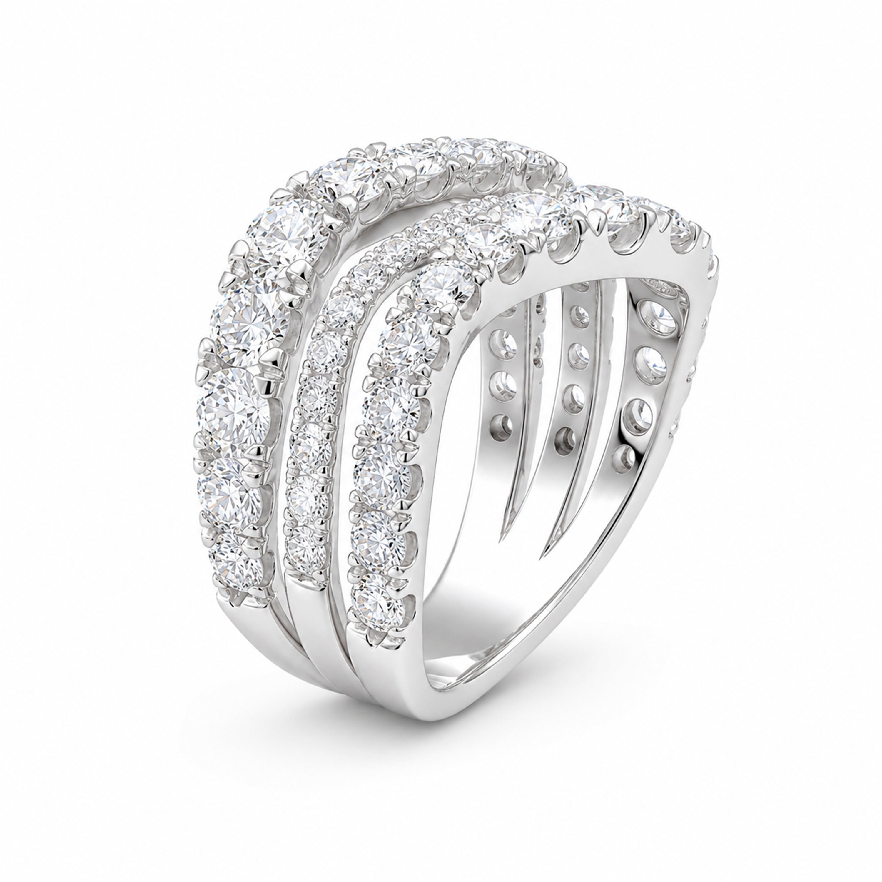 Venturant Lab Grown Diamond (F/VS+) 3.00 carat Round cut Sterling Silver Statement Ring - Sterling Silver | Gold over Silver