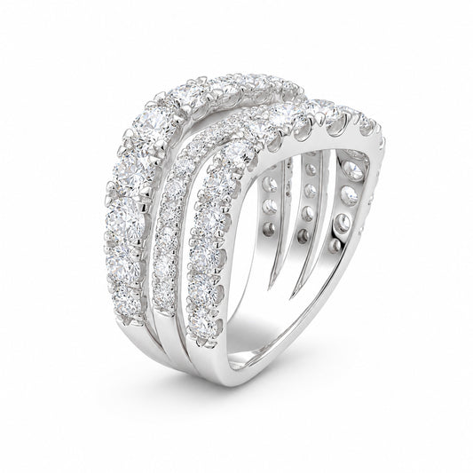 Venturant Lab Grown Diamond (F/VS+) 3.00 carat Round cut Sterling Silver Statement Ring - Sterling Silver | Gold over Silver