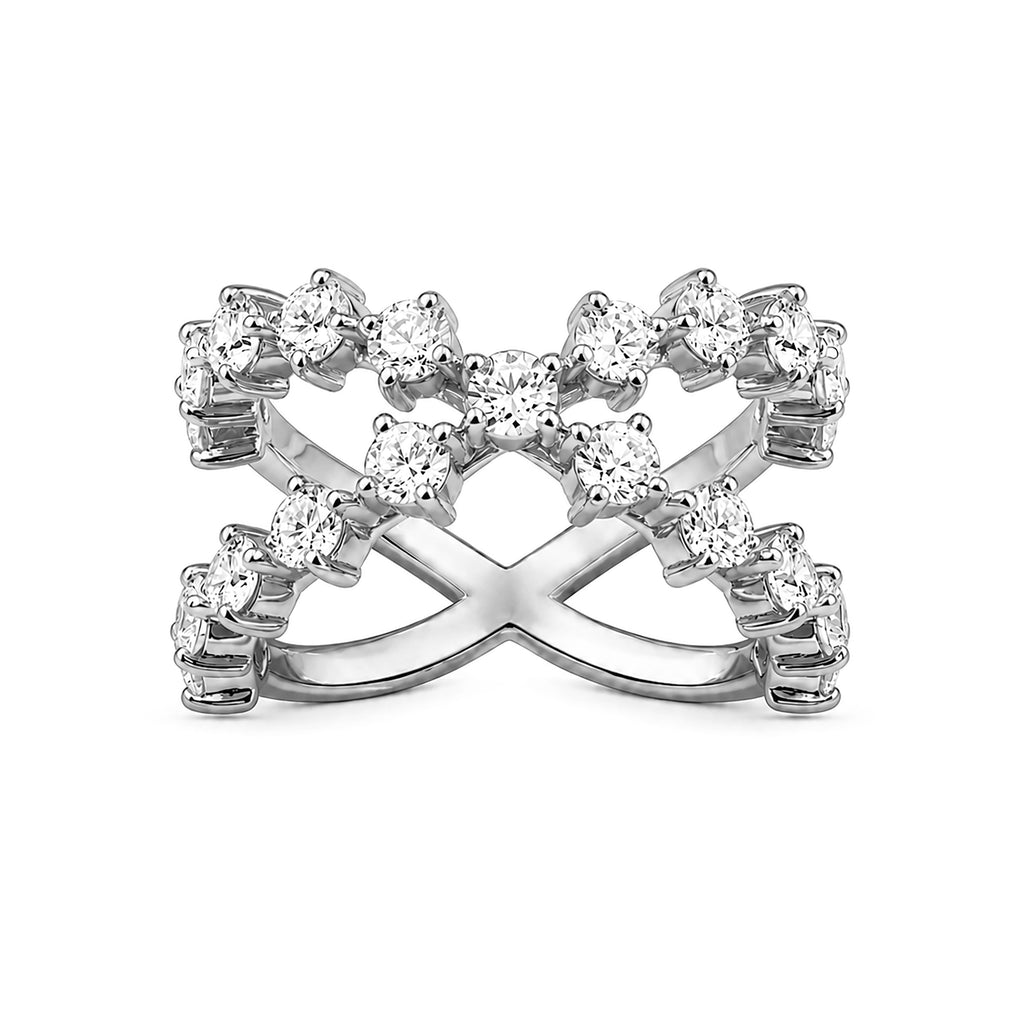 Venturant Lab Grown Diamond (F/VS+) 2.50 carat Round cut Sterling Silver Ring - Sterling Silver | Gold over Silver