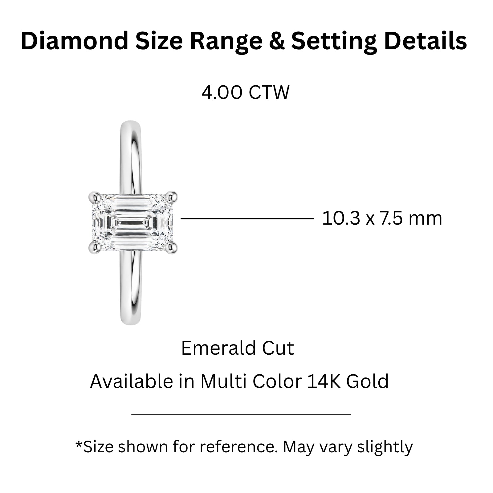 Venturant 1.00-6.00 Carat T.W. IGI certified Emerald-cut Lab Grown Diamond (D/VS+) 14K Gold Solitaire Ring