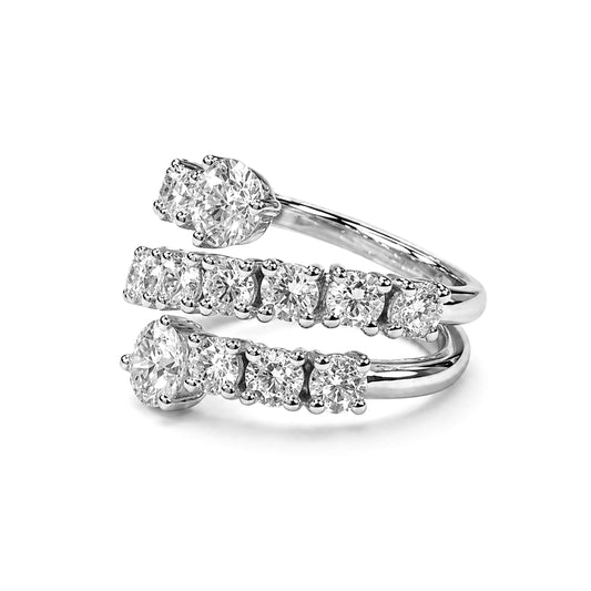 Venturant Lab Grown Diamond (F/VS+) 3.00 carat Round cut Sterling Silver Ring - Sterling Silver | Gold over Silver