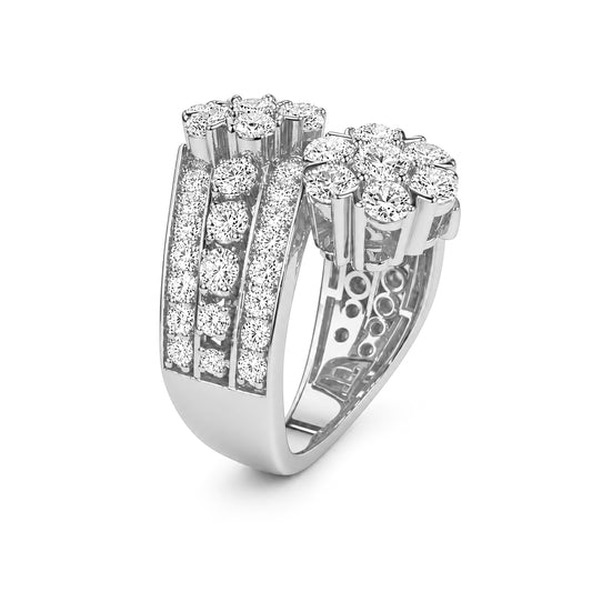 Venturant Lab Grown Diamond (F/VS+) 3.00 carat Round cut Sterling Silver Ring - Sterling Silver | Gold over Silver
