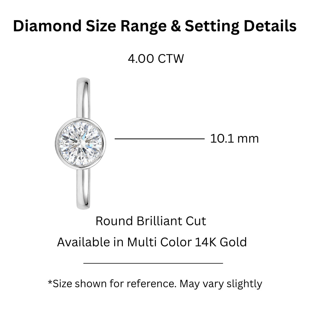 Venturant 1.00-6.00 Carat T.W. IGI certified Round-cut Lab Grown Diamond (D/VS+) 14K Gold Bezel Set Ring