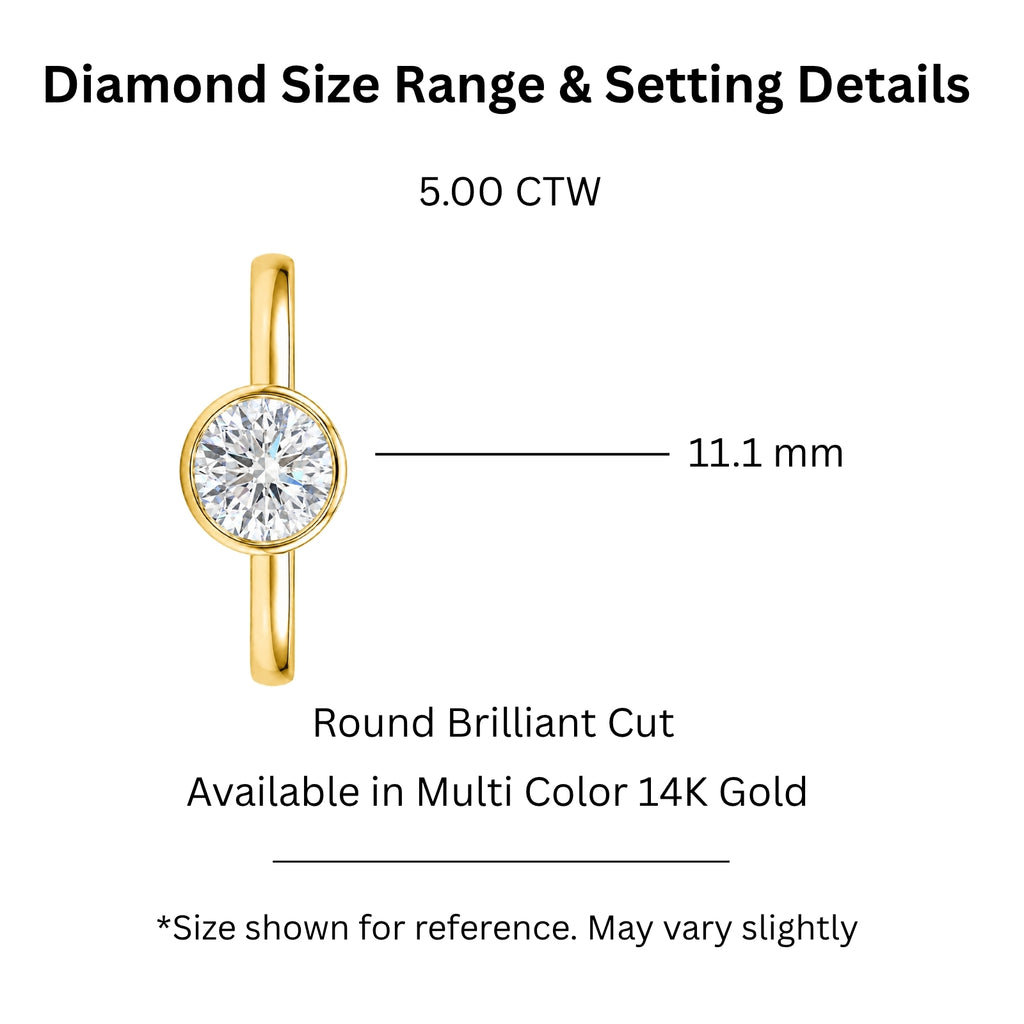Venturant 1.00-6.00 Carat T.W. IGI certified Round-cut Lab Grown Diamond (D/VS+) 14K Gold Bezel Set Ring