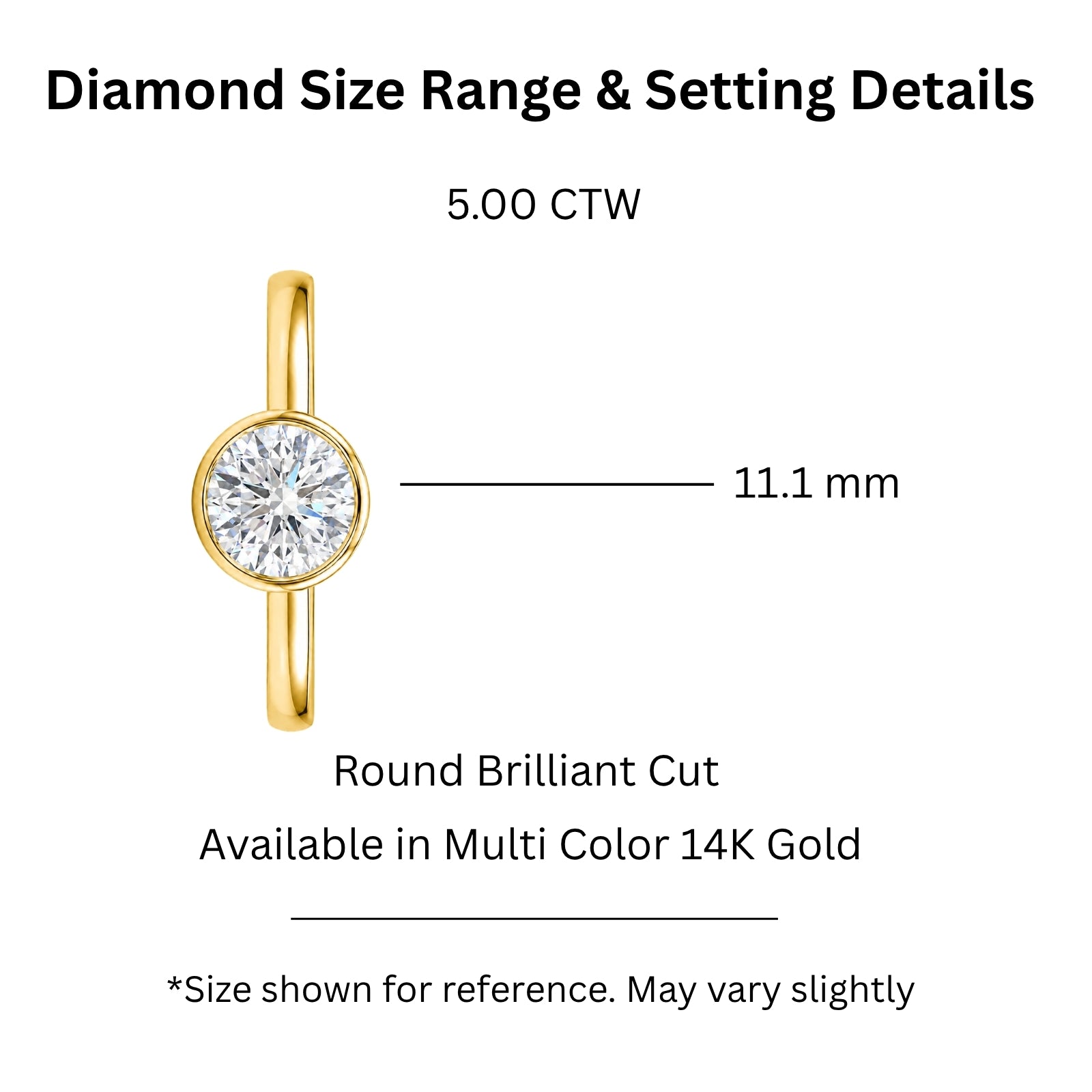 Venturant 1.00-6.00 Carat T.W. IGI certified Round-cut Lab Grown Diamond (D/VS+) 14K Gold Bezel Set Ring