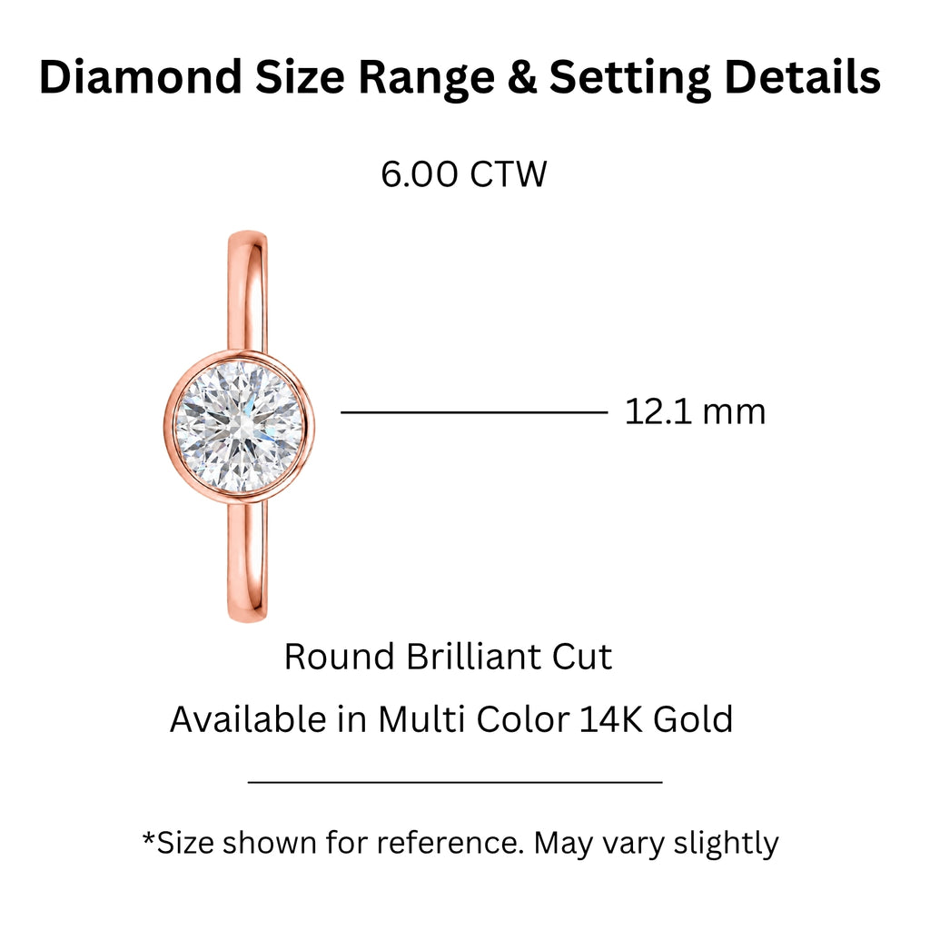 Venturant 1.00-6.00 Carat T.W. IGI certified Round-cut Lab Grown Diamond (D/VS+) 14K Gold Bezel Set Ring