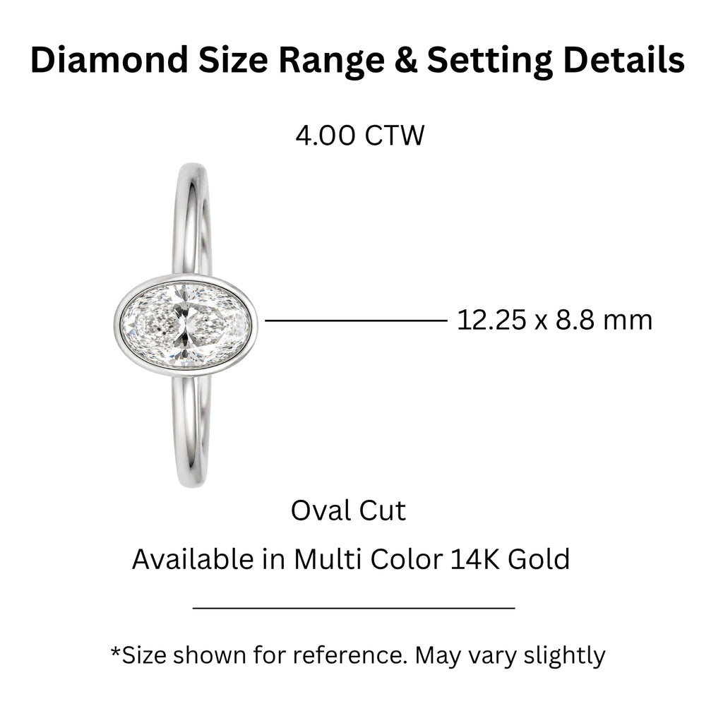 Venturant 1.00-6.00 Carat T.W. IGI certified Oval-cut Lab Grown Diamond (D/VS+) 14K Gold Bezel Set Ring