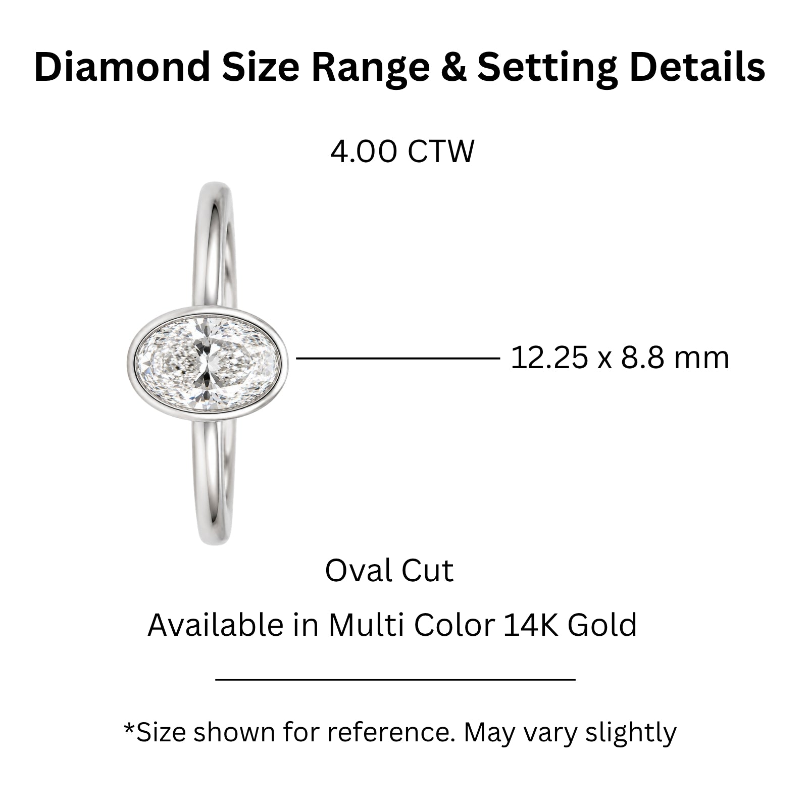 Venturant 1.00-6.00 Carat T.W. IGI certified Oval-cut Lab Grown Diamond (D/VS+) 14K Gold Bezel Set Ring