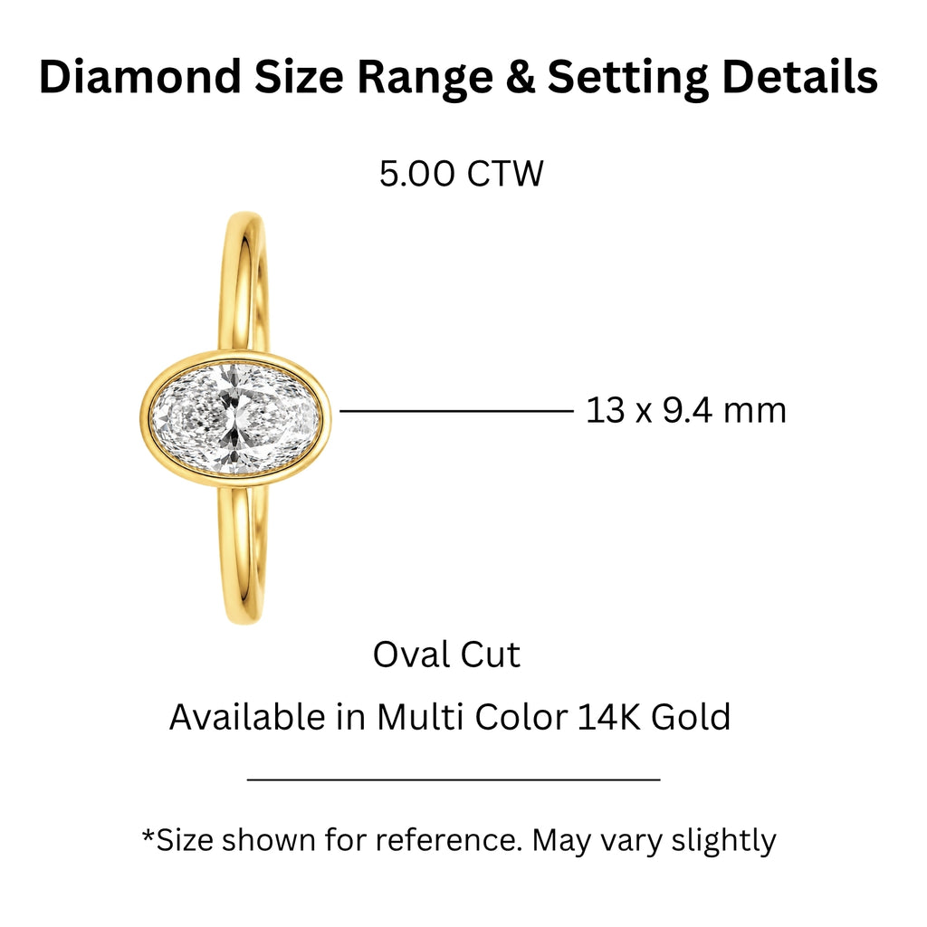 Venturant 1.00-6.00 Carat T.W. IGI certified Oval-cut Lab Grown Diamond (D/VS+) 14K Gold Bezel Set Ring