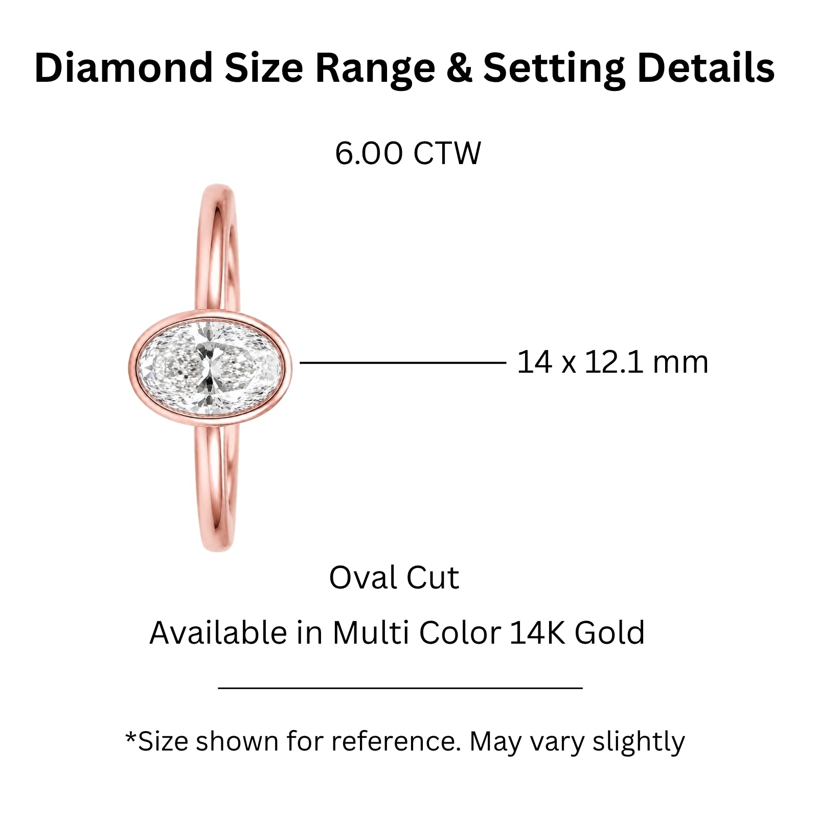 Venturant 1.00-6.00 Carat T.W. IGI certified Oval-cut Lab Grown Diamond (D/VS+) 14K Gold Bezel Set Ring