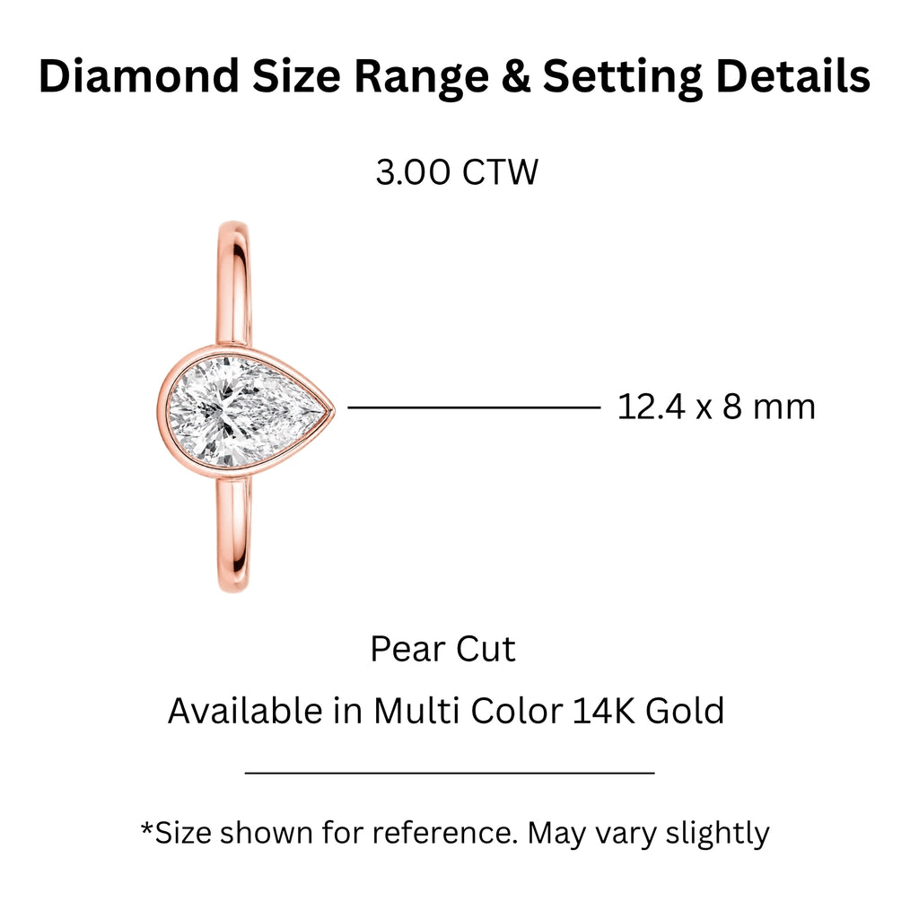 Venturant 1.00-6.00 Carat T.W. IGI certified Pear-cut Lab Grown Diamond (D/VS+) 14K Gold Bezel Set Ring