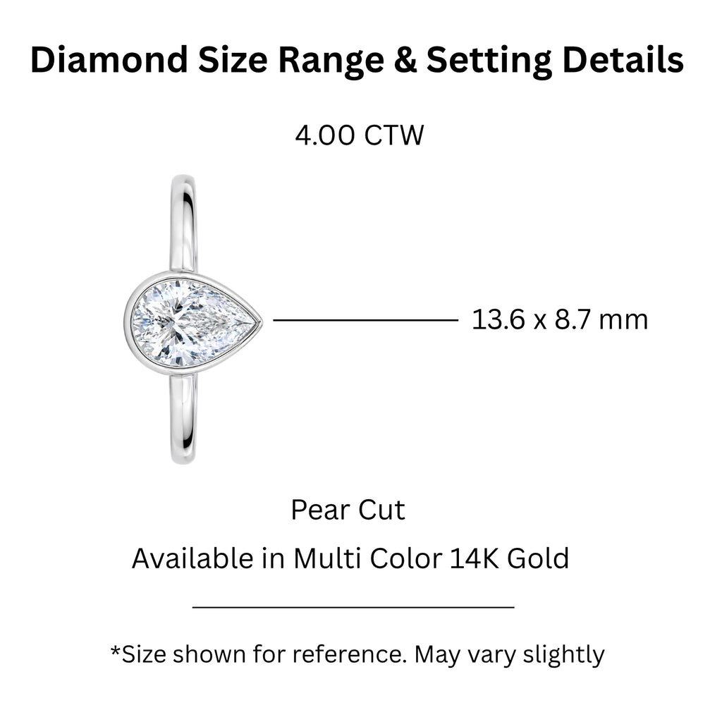 Venturant 1.00-6.00 Carat T.W. IGI certified Pear-cut Lab Grown Diamond (D/VS+) 14K Gold Bezel Set Ring