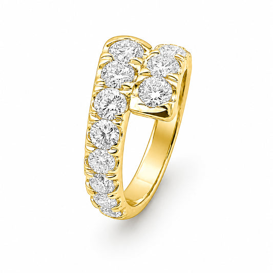 Venturant Lab Grown Diamond (F/VS+) 3.00 carat Round cut Sterling Silver Ring - Sterling Silver | Gold over Silver