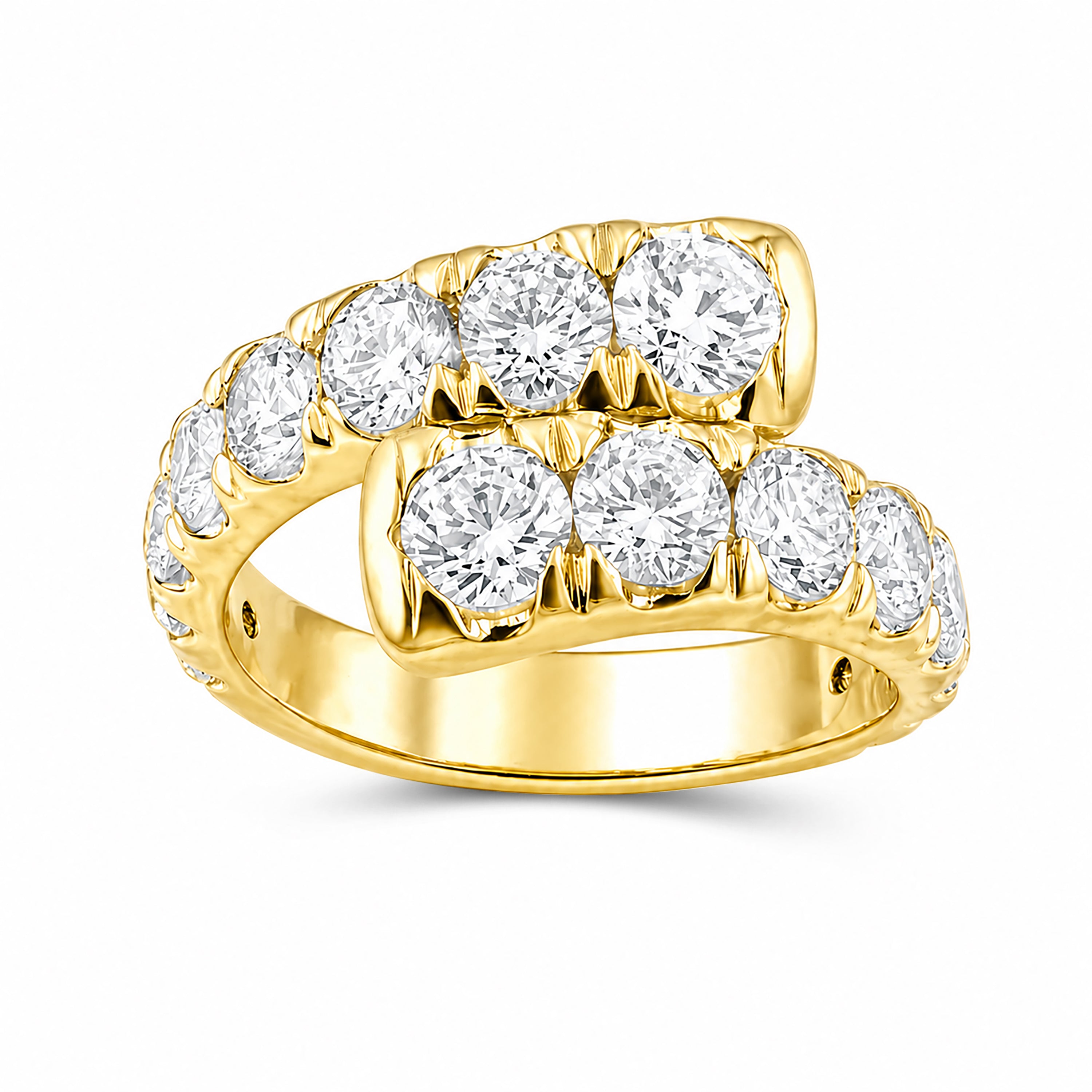 Venturant Lab Grown Diamond (F/VS+) 3.00 carat Round cut Sterling Silver Ring - Sterling Silver | Gold over Silver