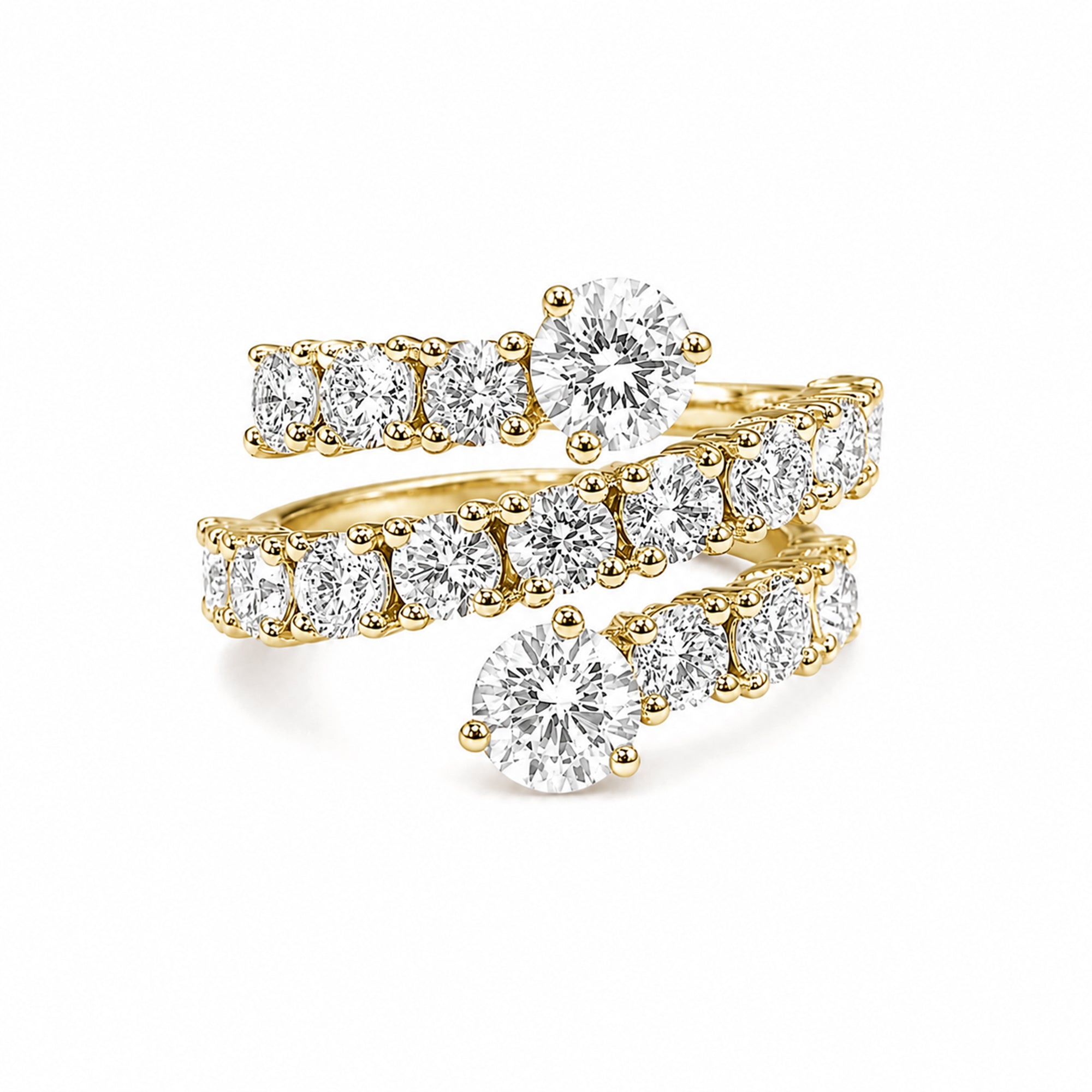 Venturant Lab Grown Diamond (F/VS+) 3.00 carat Round cut Sterling Silver Ring - Sterling Silver | Gold over Silver