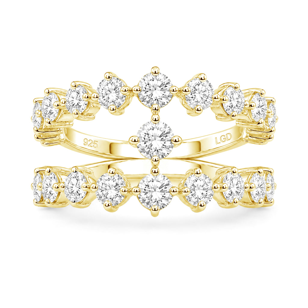 Venturant Lab Grown Diamond (F/VS+) 2.00 carat Round cut Sterling Silver Ring - Sterling Silver | Gold over Silver