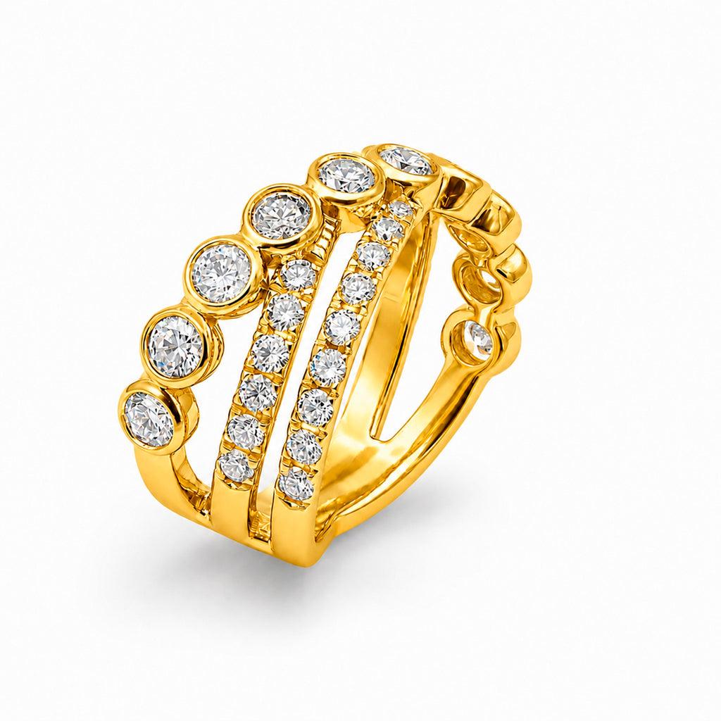 Venturant Lab Grown Diamond (F/VS+) 2.00 carat Round cut Sterling Silver Statement Ring - Sterling Silver | Gold over Silver