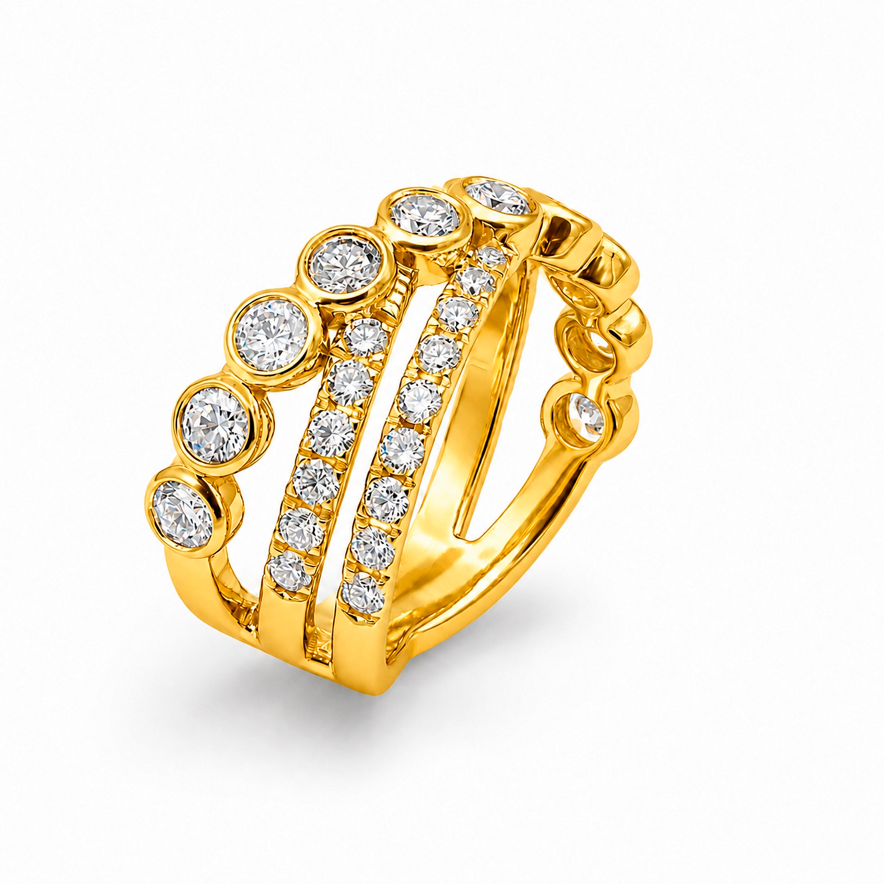 Venturant Lab Grown Diamond (F/VS+) 2.00 carat Round cut Sterling Silver Statement Ring - Sterling Silver | Gold over Silver