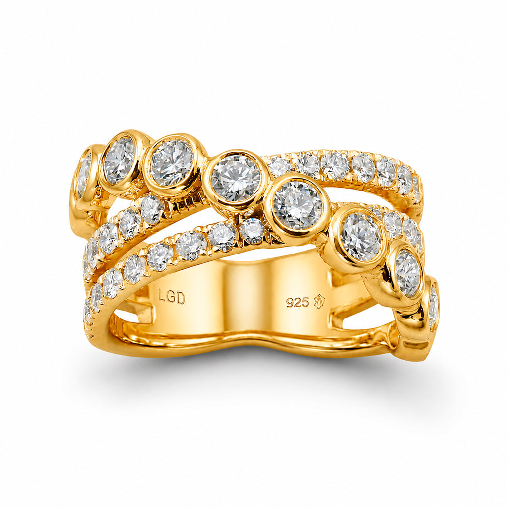 Venturant Lab Grown Diamond (F/VS+) 2.00 carat Round cut Sterling Silver Statement Ring - Sterling Silver | Gold over Silver