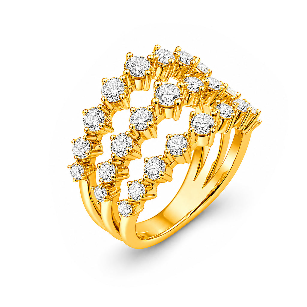 Venturant Lab Grown Diamond (F/VS+) 3.00 carat Round cut Sterling Silver Ring - Sterling Silver | Gold over Silver