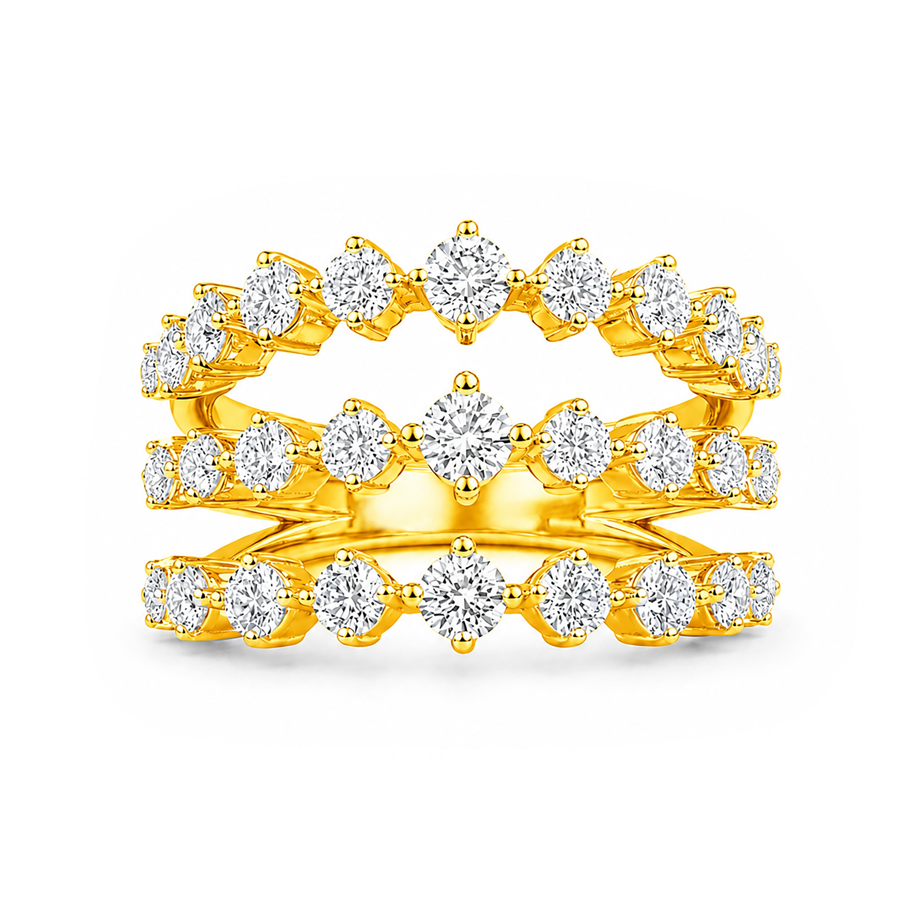 Venturant Lab Grown Diamond (F/VS+) 3.00 carat Round cut Sterling Silver Ring - Sterling Silver | Gold over Silver